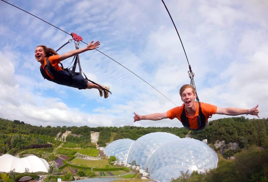Cornwall: Eden Project Zip Wire Experience - Flying above the Eden Project at 60 mph
