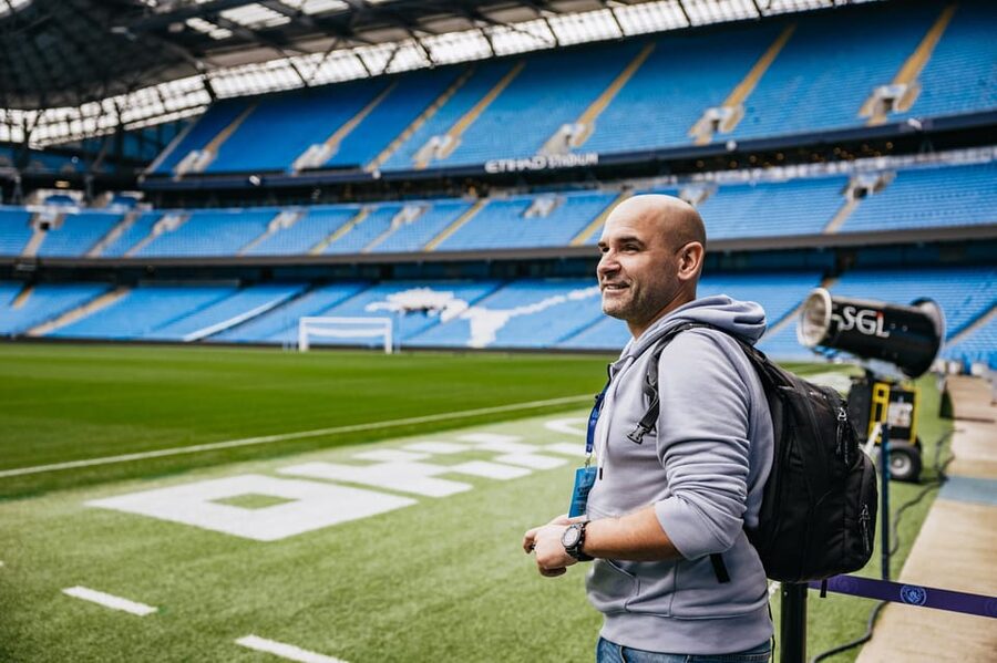 Etihad Stadium: The Manchester City Stadium Tour - Pitch-side views from the dugouts