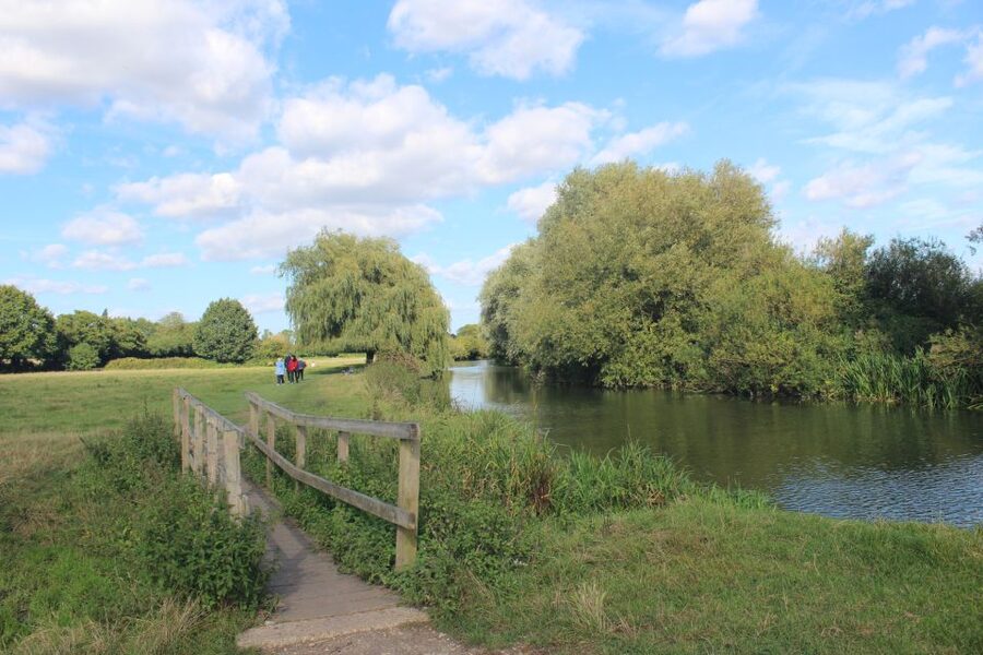 Grantchester: Walking Tour of TV Show Locations - The river bank and the open side of Grantchester