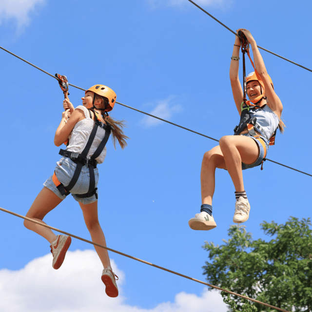 Gripped London: Zip Line, High Ropes & Freefall Adventure - Dual Zip Trak runs for a friendly race