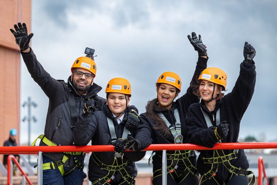 Liverpool: The Anfield Abseil & Liverpool FC Museum - Getting ready for the 100-foot abseil
