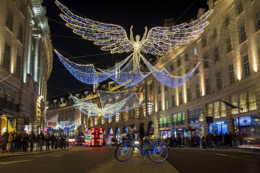 London Christmas Lights Bike Tour - Carnaby Street and Covent Garden after dark