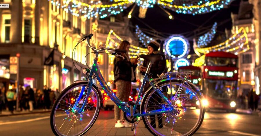 London Christmas Lights Bike Tour - Trafalgar Square and the return to Lambeth