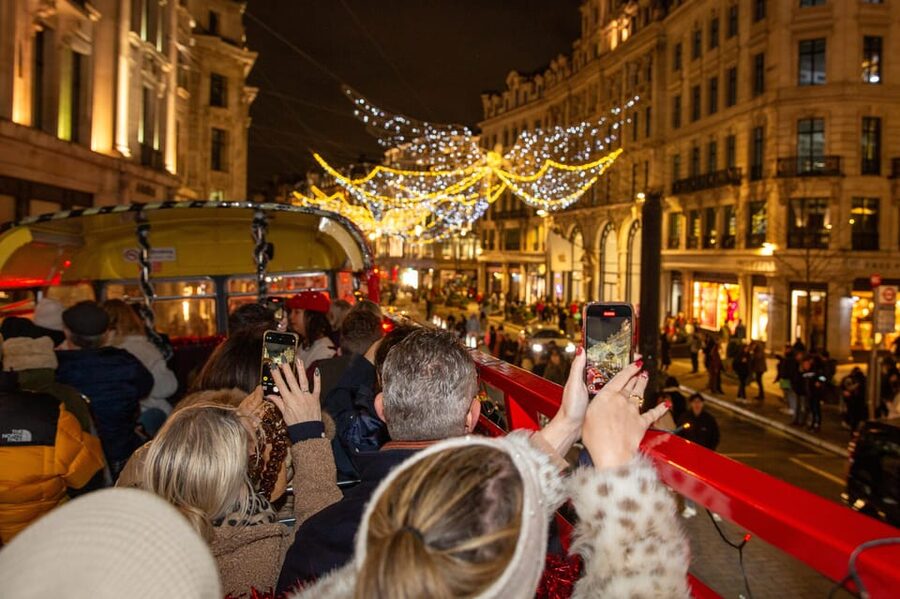 London: Christmas Lights Tour by Vintage Double-Decker Bus - Oxford Street: the first big display