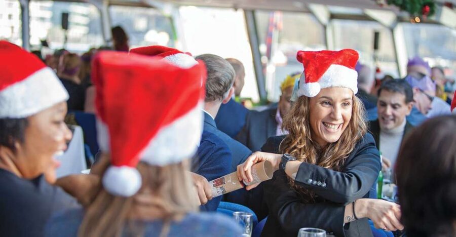 London: Christmas Party Lunch Cruise - Westminster Pier and the first moments on board