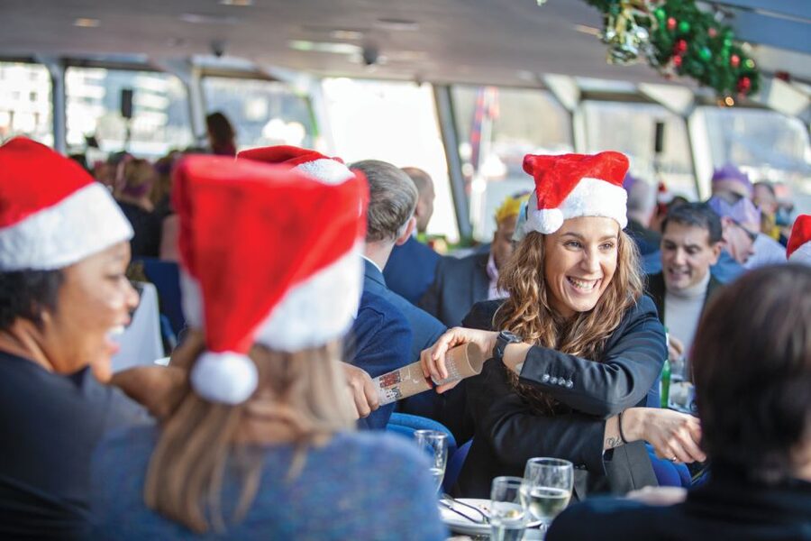 London: Christmas Party Lunch Cruise - Canary Wharf marks the eastern turn