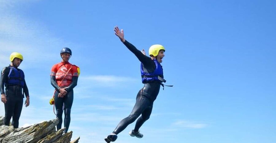 Newquay: Coasteering - Following the rocks through caves and gullies
