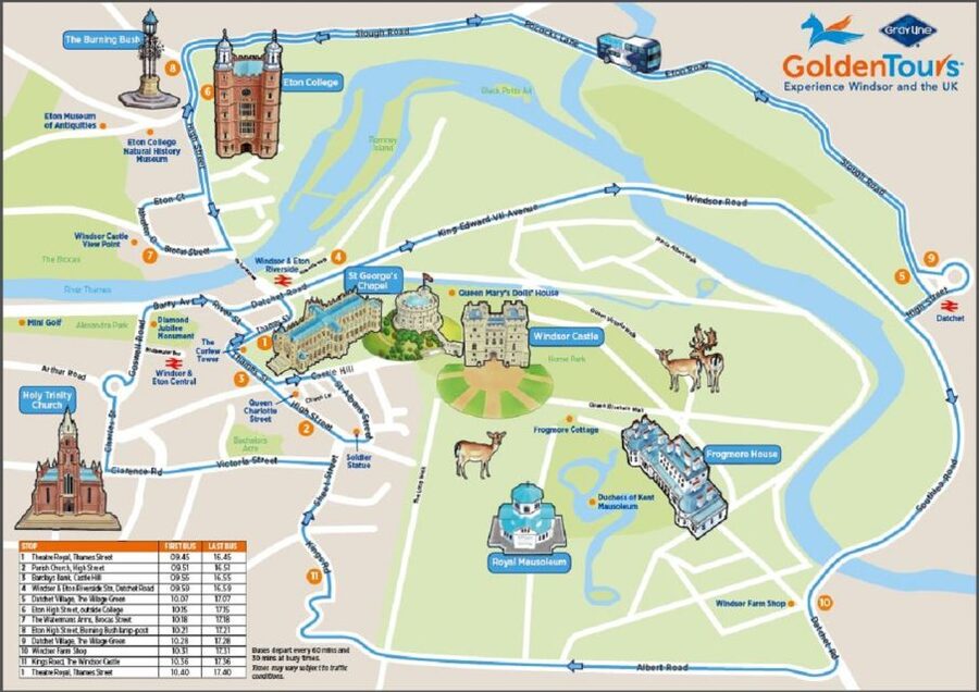 Windsor: Golden Tours Open Top Hop-on Hop-off Bus Tour - Eton College across the river